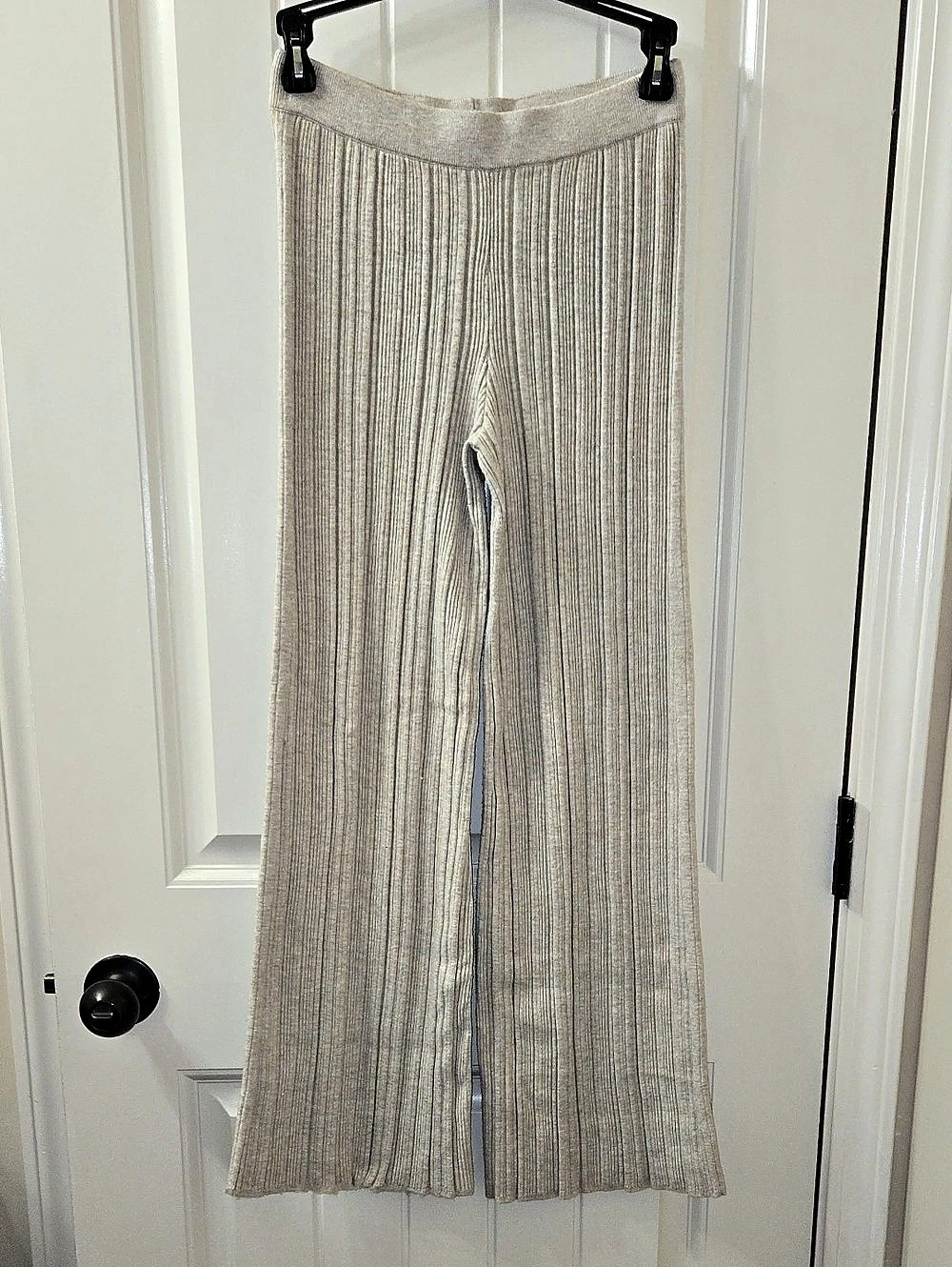 Aerie Ribbed Wide-Leg Pants in Beige Size XS
